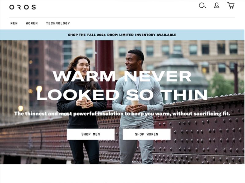 OROS homepage before