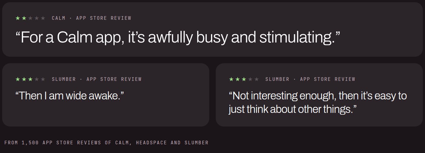 Three App Store review quotes about other sleep apps