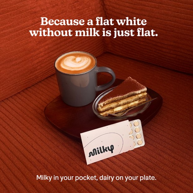 Milky ad — because a flat white without milk is just flat
