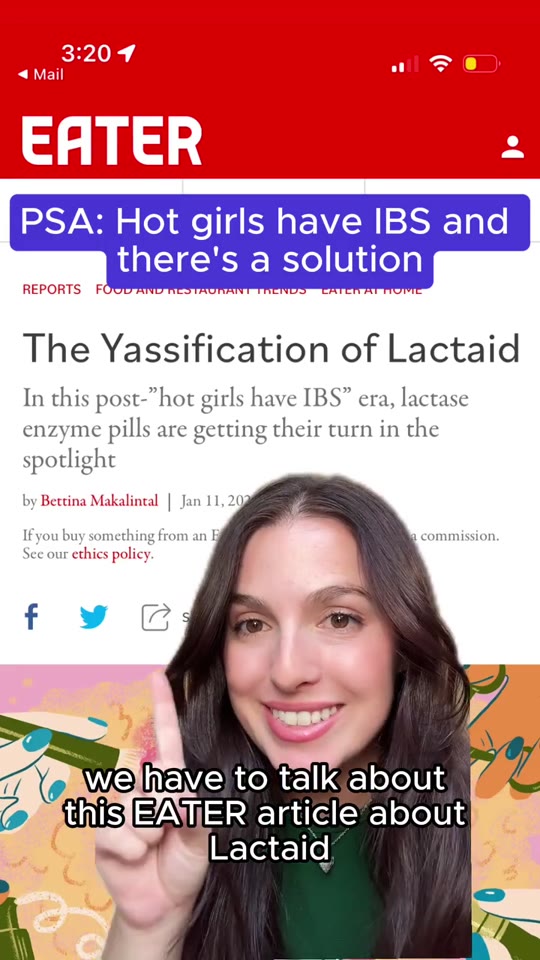 Creator reacting to an Eater article about Lactaid